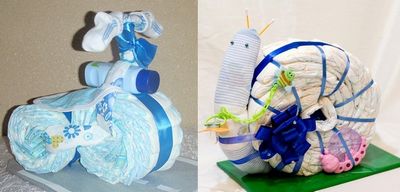 Подгузники – как необычный материал для изготовления подарка младенцу своими руками
